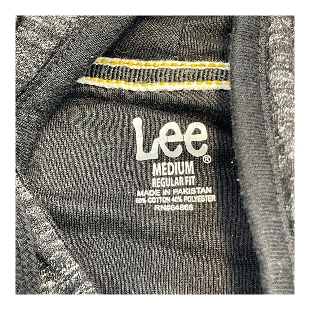 Lee Hoodie Men's Medium Heather Gray Cotton Pockets Ragular Fit Long Sleeve - Picture 3 of 8